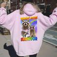 Tummy Ache Survivor Hoodie - Raccoon Back Print Women's Small Light Pink