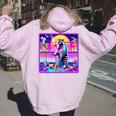 Vaporwave Raccoon Hoodie - Retro Synthwave Style for Women Light Pink