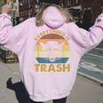 Vintage Raccoon Lovers Hoodie for Women - Retro Style Back Print Light Pink