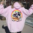 Vintage Street Cat & Wildlife Hoodie - Women's Back Print Light Pink