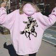 Vintage Western Raccoon Horse Rider Retro 90s Women's Hoodie Light Pink
