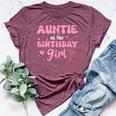 Auntie Of The Birthday Pink Girl Matching Family Bella Canvas T-shirt Heather Maroon