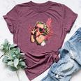 Cool Retro Cupid Leopard Peace Sign Valentines Day For Girls Bella Canvas T-shirt Heather Maroon