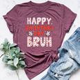 Happy Valentines Day Bruh Heart Love Valentine Boys Girls Bella Canvas T-shirt Heather Maroon