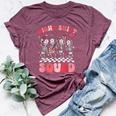 Night Shift Squad Retro Night Shift Groovy Skeleton Nursing Bella Canvas T-shirt Heather Maroon