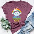 We're All Going To Die Sarcastic Rainbow Cartoon Bella Canvas T-shirt Heather Maroon