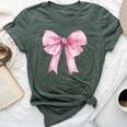Coquette Pink Bow For Girls Cute Pink Coquette Bow Bella Canvas T-shirt Heather Forest