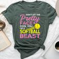 Softball Girl With Pretty Face Bella Canvas T-shirt Heather Forest