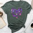 Girl Olivia First Name Personalized Groovy 80'S Heart Bella Canvas T-shirt Heather Forest