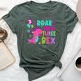 Roar I'm A Three Rex Birthday Girl Dinosaur Lover 3 Year Old Bella Canvas T-shirt Heather Forest