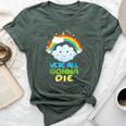 We're All Going To Die Sarcastic Rainbow Cartoon Bella Canvas T-shirt Heather Forest