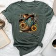Western Cowboy Boot Horseshoe Sunflower Rope Cowgirl Boot Bella Canvas T-shirt Heather Forest