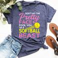 Softball Girl With Pretty Face Bella Canvas T-shirt Heather Forest