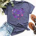 Girl Olivia First Name Personalized Groovy 80'S Heart Bella Canvas T-shirt Heather Navy