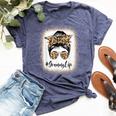 Grammy Life Bleached Leopard Messy Bun Mother's Day Bella Canvas T-shirt Heather Navy