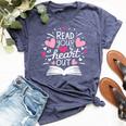 Read Your Heart Out Cute For Teacher Love Reading Book Bella Canvas T-shirt Heather Navy