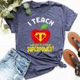 I Teach What's Your Superpower Superhero Teacher Women's Heather T-Shirt Heather Navy