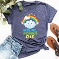 We're All Going To Die Sarcastic Rainbow Cartoon Bella Canvas T-shirt Heather Navy