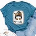 Grammy Life Bleached Leopard Messy Bun Mother's Day Bella Canvas T-shirt Heather Deep Teal