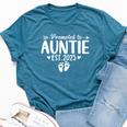 Promoted To Auntie Est 2025 Soon To Be New Aunt Baby Reveal Bella Canvas T-shirt Heather Deep Teal