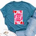 Queen Of Hearts Vintage Retro Bella Canvas T-shirt Heather Deep Teal