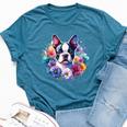 Watercolor Floral Boston Terrier Mama Dog Lover Mother's Day Bella Canvas T-shirt Heather Deep Teal