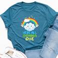 We're All Going To Die Sarcastic Rainbow Cartoon Bella Canvas T-shirt Heather Deep Teal
