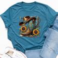 Western Cowboy Boot Horseshoe Sunflower Rope Cowgirl Boot Bella Canvas T-shirt Heather Deep Teal