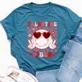 Retro Groovy Valentines Day Girl Valentine Vibes Bella Canvas T-shirt Heather Navy