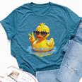 Retro Groovy Yellow Rubber Duck Peace Duck Lovers Bella Canvas T-shirt Heather Navy