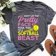 Softball Girl With Pretty Face Bella Canvas T-shirt Heather Dark Grey