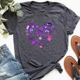 Girl Olivia First Name Personalized Groovy 80'S Heart Bella Canvas T-shirt Heather Dark Grey