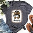 Grammy Life Bleached Leopard Messy Bun Mother's Day Bella Canvas T-shirt Heather Dark Grey