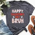 Happy Valentines Day Bruh Heart Love Valentine Boys Girls Bella Canvas T-shirt Heather Dark Grey