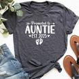 Promoted To Auntie Est 2025 Soon To Be New Aunt Baby Reveal Bella Canvas T-shirt Heather Dark Grey