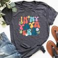 Retro Groovy In My Yaya Era Happy Mother's Day Bella Canvas T-shirt Heather Dark Grey