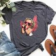 Cool Retro Cupid Leopard Peace Sign Valentines Day For Girls Bella Canvas T-shirt Heather Deep Teal