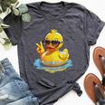 Retro Groovy Yellow Rubber Duck Peace Duck Lovers Bella Canvas T-shirt Heather Deep Teal