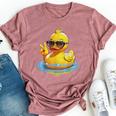 Retro Groovy Yellow Rubber Duck Peace Duck Lovers Bella Canvas T-shirt Heather Dark Grey