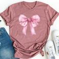 Coquette Pink Bow For Girls Cute Pink Coquette Bow Bella Canvas T-shirt Heather Mauve