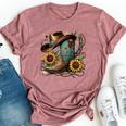 Western Cowboy Boot Horseshoe Sunflower Rope Cowgirl Boot Bella Canvas T-shirt Heather Mauve
