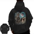 3 Racoon Moon Howling Raccoon Head For Men Women Kid Men Zip Up Hoodie Back Print