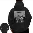 Alien UFO Raccoon Zip-Up Hoodie - Unisex Back Print Fun