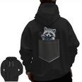 Pocket Raccoon Zip Up Hoodie - Cute Back Print for Men