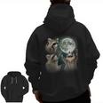 Raccoon 3 Racoons Howling At Moon Weird Cursed Men Zip Up Hoodie Back Print