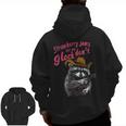 Raccoon Back Print Men's Zip-Up Hoodie | Fun Strawberry Jams Theme