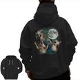 Three Possum Moon 3 Opossum Weird Cursed Meme Men Zip Up Hoodie Back Print