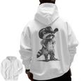 Raccoon Cowboy Meme Zip-Up Hoodie - Unisex Back Print