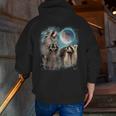 3 Racoon Moon Howling Raccoon Head For Men Women Kid Men Zip Up Hoodie Back Print