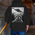Alien UFO Raccoon Hoodie for Men - Space Theme | Zip-Up Back Print